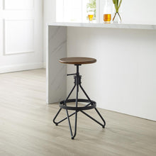 Load image into Gallery viewer, Kalen Adjustable Height Swivel Stool Brown/Matte Black
