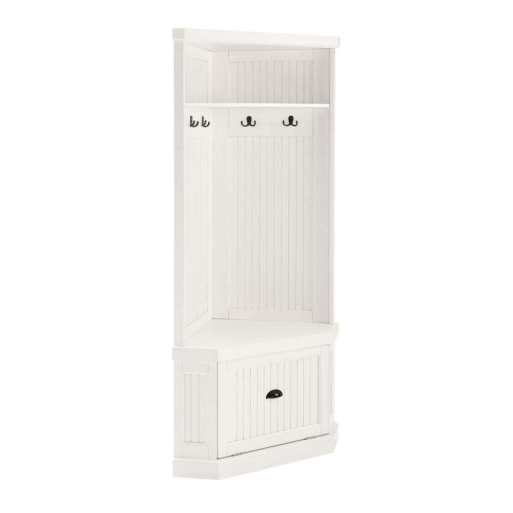 Seaside Corner Hall Tree Distressed White