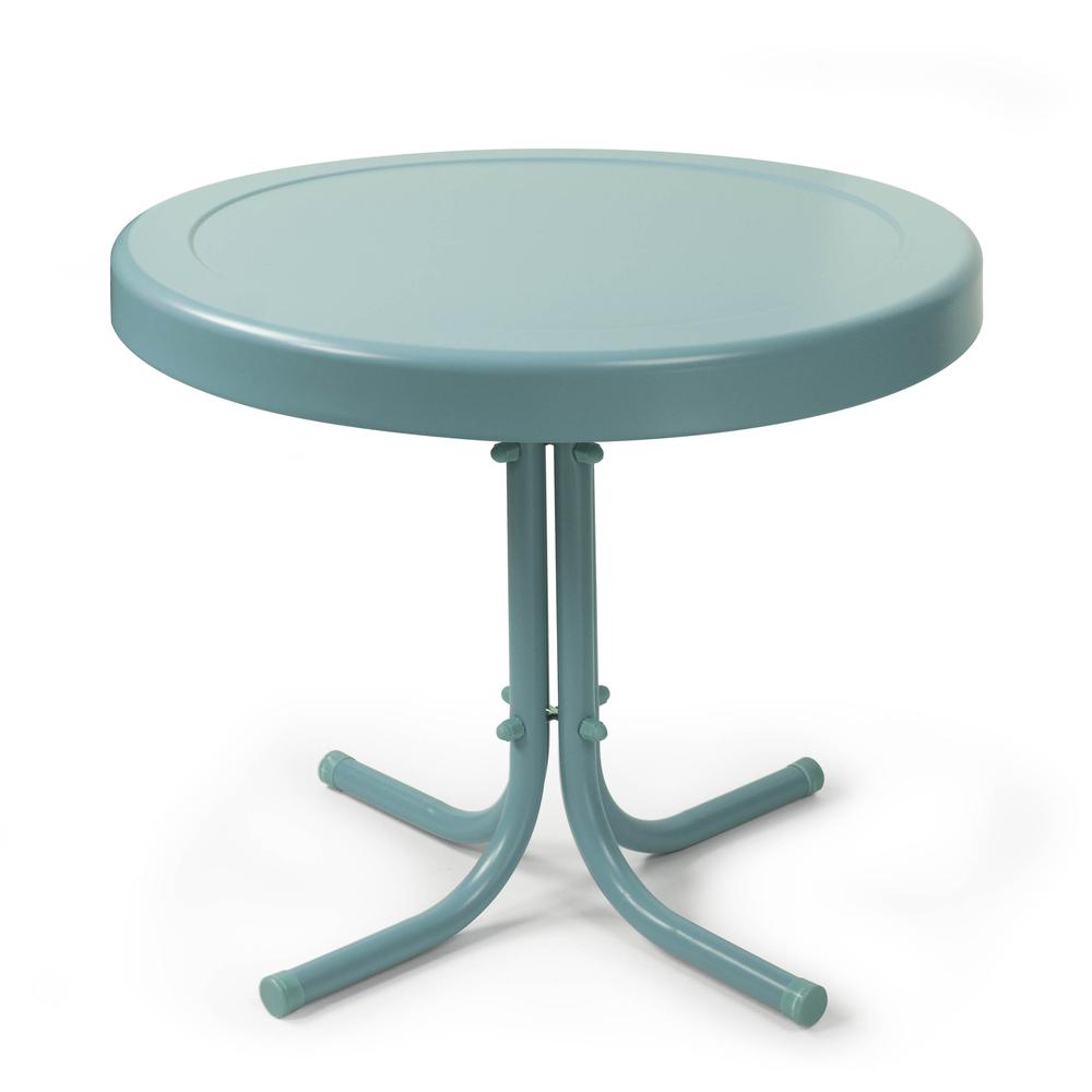 Griffith Outdoor Metal Side Table Pastel Blue Satin