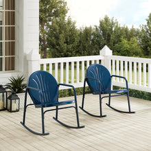 Load image into Gallery viewer, Griffith 2Pc Outdoor Metal Rocking Chair Set Navy Gloss - 2 Rocking Chairs
