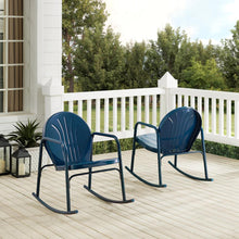 Load image into Gallery viewer, Griffith 2Pc Outdoor Metal Rocking Chair Set Navy Gloss - 2 Rocking Chairs
