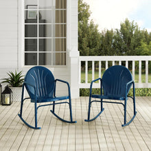 Load image into Gallery viewer, Griffith 2Pc Outdoor Metal Rocking Chair Set Navy Gloss - 2 Rocking Chairs
