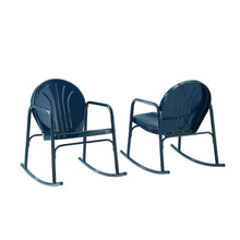 Load image into Gallery viewer, Griffith 2Pc Outdoor Metal Rocking Chair Set Navy Gloss - 2 Rocking Chairs
