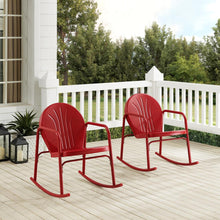 Load image into Gallery viewer, Griffith 2Pc Outdoor Metal Rocking Chair Set Bright Red Gloss - 2 Rocking Chairs
