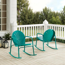 Load image into Gallery viewer, Griffith 2Pc Outdoor Metal Rocking Chair Set Turquoise Gloss - 2 Rocking Chairs
