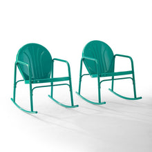 Load image into Gallery viewer, Griffith 2Pc Outdoor Metal Rocking Chair Set Turquoise Gloss - 2 Rocking Chairs
