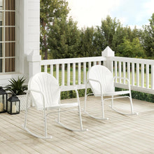Load image into Gallery viewer, Griffith 2Pc Outdoor Metal Rocking Chair Set White Gloss - 2 Rocking Chairs
