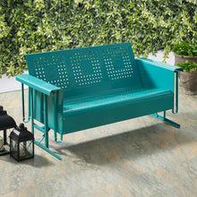 Load image into Gallery viewer, Bates Outdoor Metal Sofa Glider Turquoise
