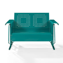 Load image into Gallery viewer, Bates Outdoor Metal Loveseat Glider Turquoise
