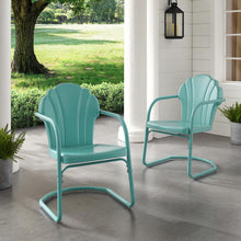 Load image into Gallery viewer, Tulip 2Pc Outdoor Metal Armchair Set Blue - 2 Chairs
