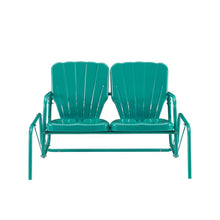 Load image into Gallery viewer, Ridgeland Outdoor Metal Loveseat Glider Turquoise Gloss
