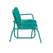 Load image into Gallery viewer, Ridgeland Outdoor Metal Loveseat Glider Turquoise Gloss
