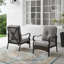 Load image into Gallery viewer, Dahlia 2Pc Outdoor Metal And Wicker Armchair Set Taupe/Matte Black - 2 Armchairs
