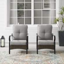 Load image into Gallery viewer, Dahlia 2Pc Outdoor Metal And Wicker Armchair Set Taupe/Matte Black - 2 Armchairs
