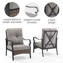 Load image into Gallery viewer, Dahlia 2Pc Outdoor Metal And Wicker Armchair Set Taupe/Matte Black - 2 Armchairs
