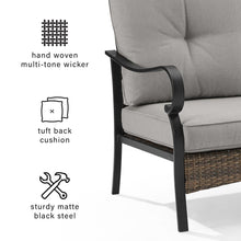 Load image into Gallery viewer, Dahlia 2Pc Outdoor Metal And Wicker Armchair Set Taupe/Matte Black - 2 Armchairs
