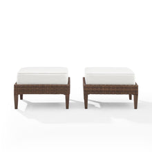 Load image into Gallery viewer, Capella 2Pc Outdoor Wicker Ottoman Set Creme/Brown - 2 Ottomans
