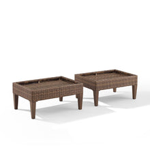 Load image into Gallery viewer, Capella 2Pc Outdoor Wicker Ottoman Set Creme/Brown - 2 Ottomans
