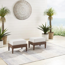 Load image into Gallery viewer, Capella 2Pc Outdoor Wicker Ottoman Set Creme/Brown - 2 Ottomans

