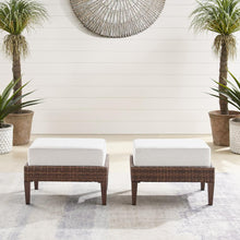 Load image into Gallery viewer, Capella 2Pc Outdoor Wicker Ottoman Set Creme/Brown - 2 Ottomans
