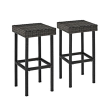Load image into Gallery viewer, Palm Harbor 2Pc Outdoor Wicker Bar Height Bar Stool Set Weathered Gray - 2 Stools
