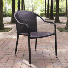 Load image into Gallery viewer, Palm Harbor 4Pc Outdoor Wicker Stackable Chair Set Brown - 4 Stackable Chairs
