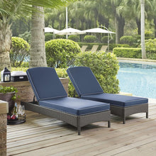 Load image into Gallery viewer, Palm Harbor Outdoor Wicker Chaise Lounge Navy/Weathered Gray
