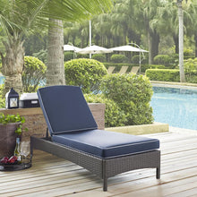 Load image into Gallery viewer, Palm Harbor Outdoor Wicker Chaise Lounge Navy/Weathered Gray
