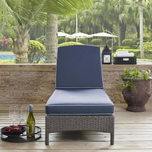 Load image into Gallery viewer, Palm Harbor Outdoor Wicker Chaise Lounge Navy/Weathered Gray
