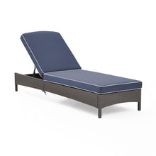 Load image into Gallery viewer, Palm Harbor Outdoor Wicker Chaise Lounge Navy/Weathered Gray
