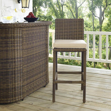 Load image into Gallery viewer, Bradenton 2Pc Outdoor Wicker Bar Height Bar Stool Set Sand/Weathered Brown - 2 Stools
