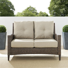 Load image into Gallery viewer, Rockport Outdoor Wicker High Back Loveseat Oatmeal/Light Brown
