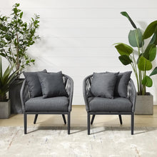 Load image into Gallery viewer, Dover 2Pc Indoor/Outdoor Rope Armchair Set Charcoal/Matte Black - 2 Armchairs
