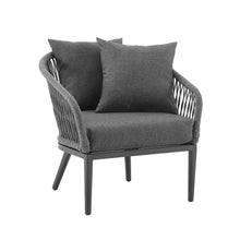 Load image into Gallery viewer, Dover 2Pc Indoor/Outdoor Rope Armchair Set Charcoal/Matte Black - 2 Armchairs
