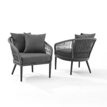 Load image into Gallery viewer, Dover 2Pc Indoor/Outdoor Rope Armchair Set Charcoal/Matte Black - 2 Armchairs

