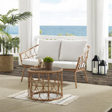 Load image into Gallery viewer, Juniper 2Pc Outdoor Wicker Conversation Set Creme/Natural - Loveseat &amp; Coffee Table
