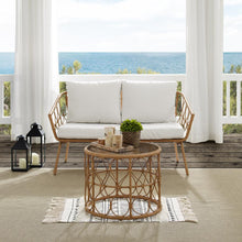 Load image into Gallery viewer, Juniper 2Pc Outdoor Wicker Conversation Set Creme/Natural - Loveseat &amp; Coffee Table
