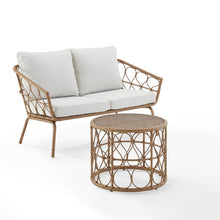 Load image into Gallery viewer, Juniper 2Pc Outdoor Wicker Conversation Set Creme/Natural - Loveseat &amp; Coffee Table
