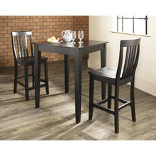 Load image into Gallery viewer, 3Pc Pub Dining Set W/School House Stools Black - Pub Table &amp; 2 Counter Stools
