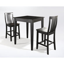 Load image into Gallery viewer, 3Pc Pub Dining Set W/School House Stools Black - Pub Table &amp; 2 Counter Stools
