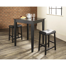 Load image into Gallery viewer, 3Pc Pub Dining Set W/Upholstered Saddle Stools Black - Pub Table &amp; 2 Counter Stools
