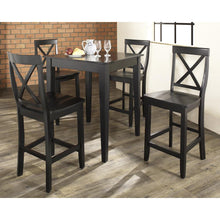 Load image into Gallery viewer, 5Pc Pub Dining Set W/X-Back Stools Black - Pub Table &amp; 4 Counter Stools
