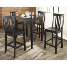 Load image into Gallery viewer, 5Pc Pub Dining Set W/School House Stools Black - Pub Table &amp; 4 Counter Stools
