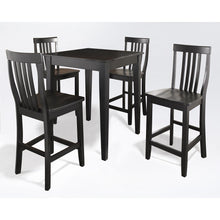 Load image into Gallery viewer, 5Pc Pub Dining Set W/School House Stools Black - Pub Table &amp; 4 Counter Stools
