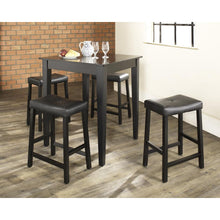 Load image into Gallery viewer, 5Pc Pub Dining Set W/Upholstered Saddle Stools Black - Pub Table &amp; 4 Counter Stools
