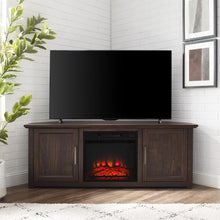 Load image into Gallery viewer, Camden 58&quot; Corner Tv Stand W/Fireplace Dark Walnut
