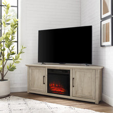 Load image into Gallery viewer, Camden 58&quot; Corner Tv Stand W/Fireplace Frosted Oak
