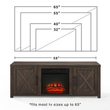 Load image into Gallery viewer, Gordon 58&quot; Low Profile Tv Stand W/Fireplace Dark Walnut
