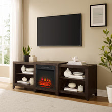Load image into Gallery viewer, Ronin 69&quot; Low Profile Tv Stand W/Fireplace Dark Walnut
