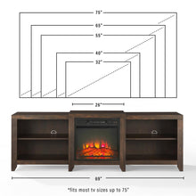 Load image into Gallery viewer, Ronin 69&quot; Low Profile Tv Stand W/Fireplace Dark Walnut
